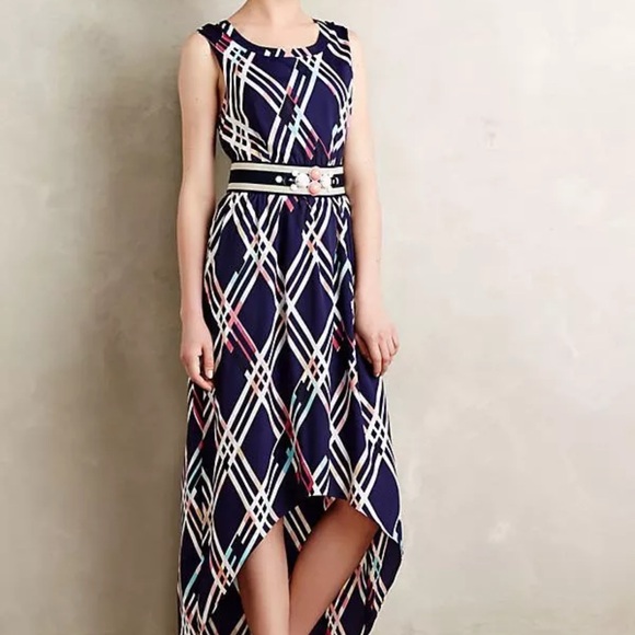 Anthropologie Blue and White Asymmetrical High-Low Sundress - Picture 3 of 12